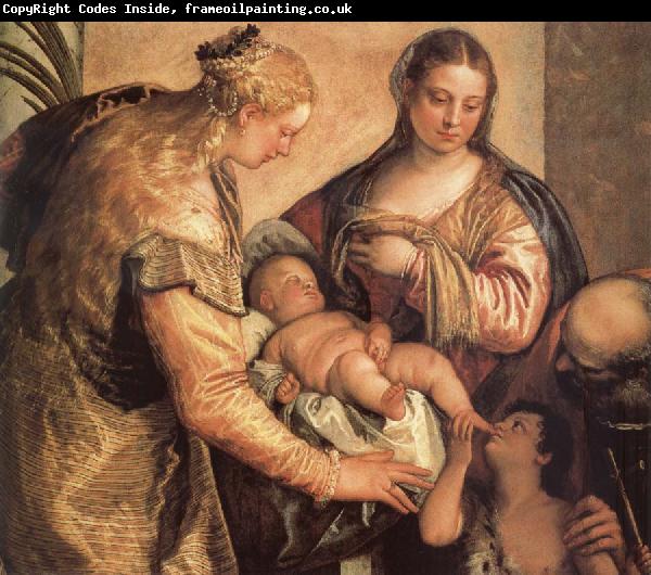 Paolo Veronese The Sacred one Famililia with Holy Barbara and the young one San Juan the Baptist one